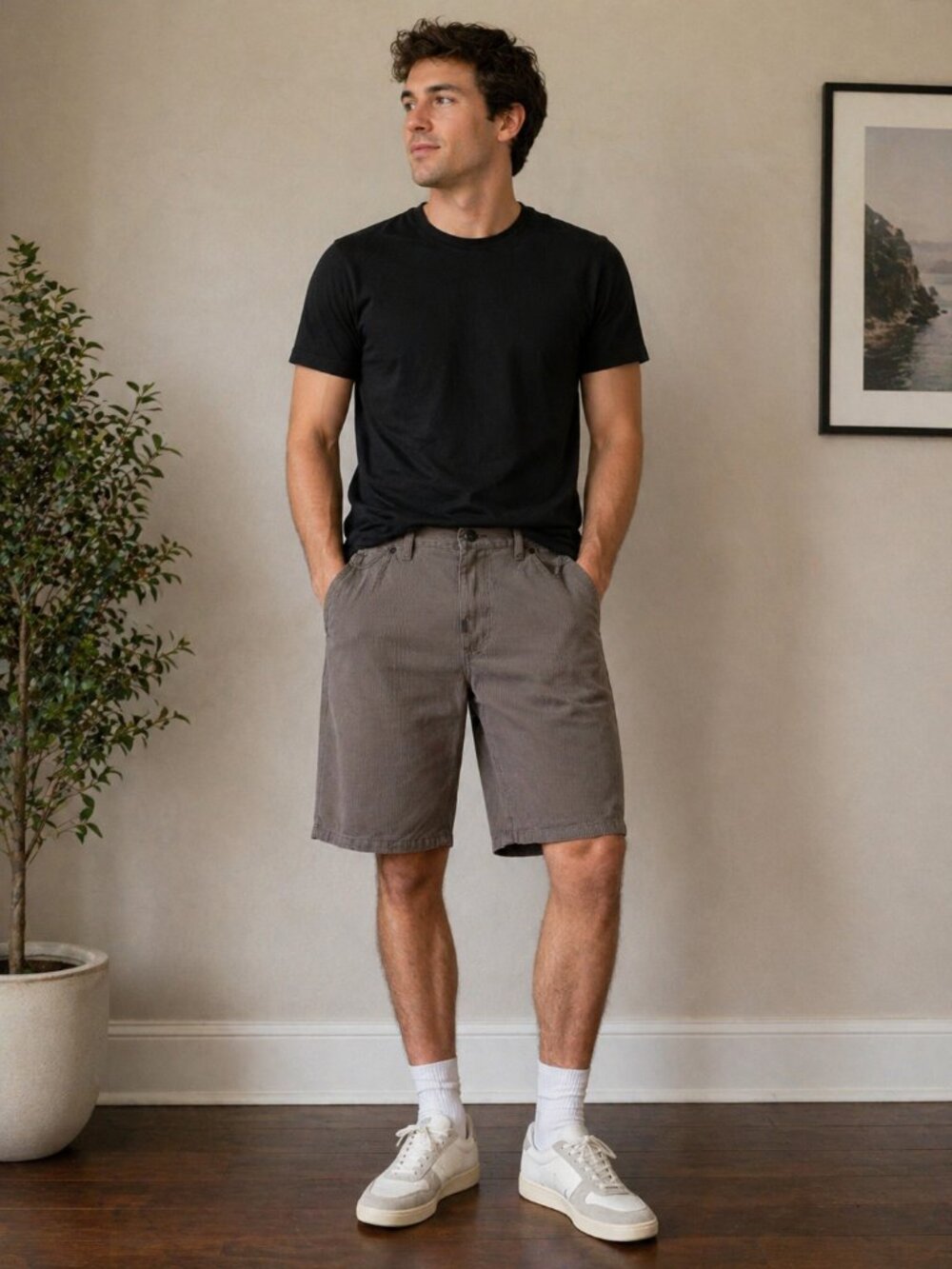 LR Geans Mens Gray Stripped Cotton Bermuda Shorts Size 32 NWOT
